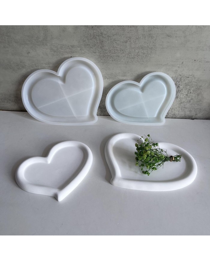 Kalp Terazzo Bardak Altı Mini Tepsi Reçine Epoksi ve Beton