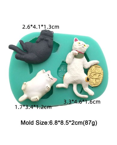 3D Şirin Kediler Silikon Reçine Epoksi Silikon Mum Kalıbı -