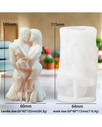 Birbirine Sarılmış Çift Beton Mum Silikon Kalıp KOD 1053B