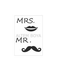 Mr.& Mrs. Yazılı Stencıl A4 21*29 cm
