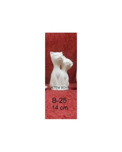 B-25 Seramik Çift Kedi Biblo 14 cm