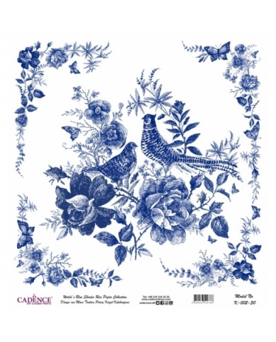 Model K002 Dünya'nın Mavi Tonları Pirinç Kağıt Dekopaj 90x92