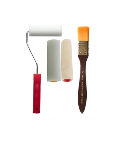10cm Sünger Rulo Set + 10cm Kadife Rulo Yedek + Desen İpek Fırça 350-1