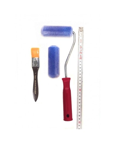 10 CM SÜNGER ÜSTÜ KADİFE KAPLI RULO FIRÇA SET 2'Lİ + DESEN 350-1 FIRÇA