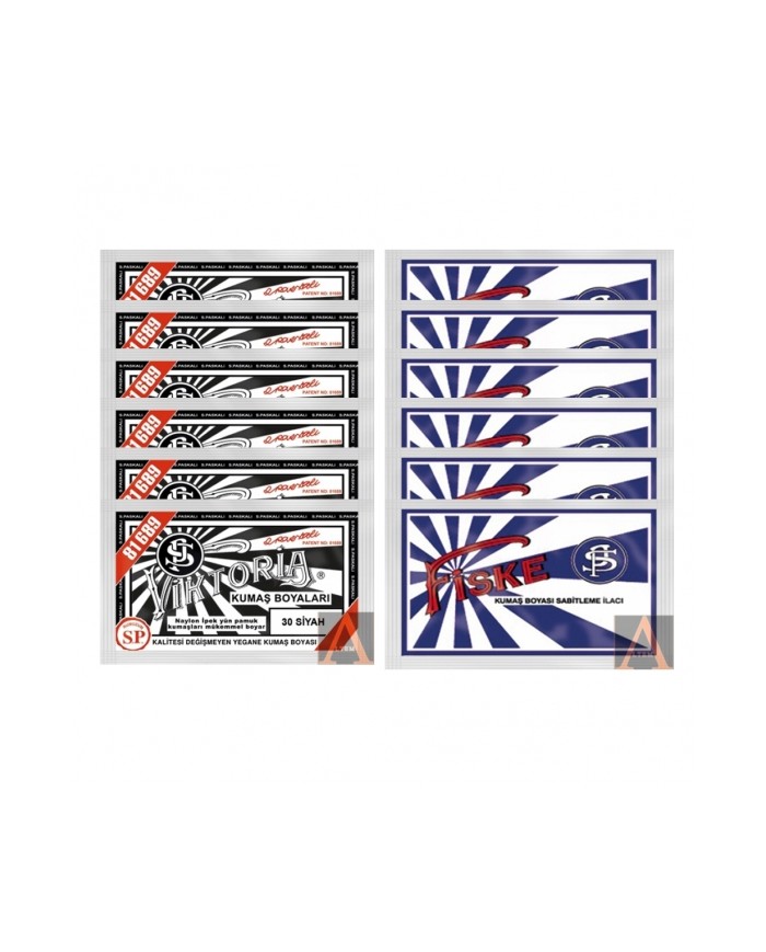 TOZ KUMAŞ BOYASI SET (6 SİYAH + 6 FİSKE)