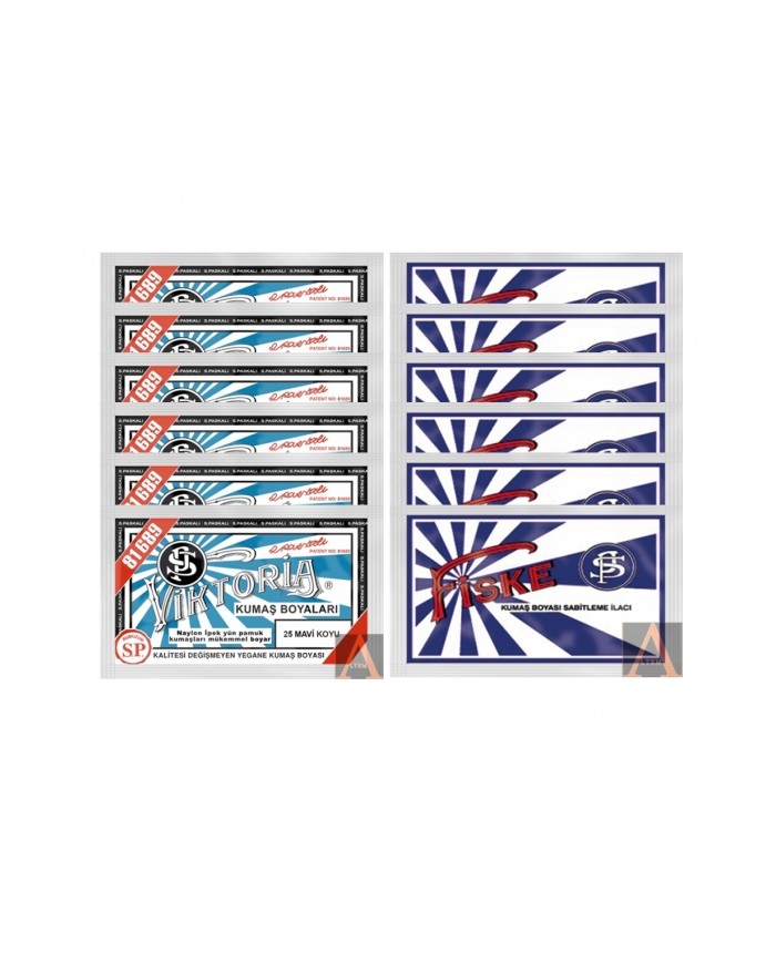 TOZ KUMAŞ BOYASI SET (6 KOYU MAVİ + 6 FİSKE)