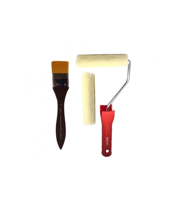 10 CM KADİFE RULO (MOHER) FIRÇA + 350-1,5 İPEK FIRÇA SETİ