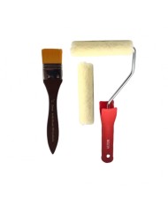 10 CM KADİFE RULO (MOHER) FIRÇA + 350-1,5 İPEK FIRÇA SETİ