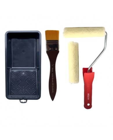 10 CM KADİFE RULO (MOHER) FIRÇA + 350-1,5 İPEK FIRÇA + TAVA SETİ