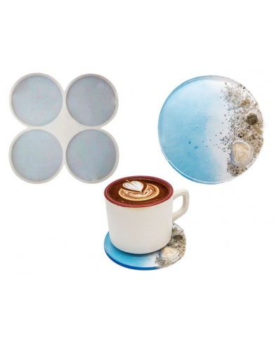 4'lü Yuvarlak Bardak Altlığı Epoksi Reçine Kalıbı EPK-387