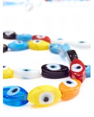 İpe Dizili Seramik Boncuk Renkli Badem Göz 14m