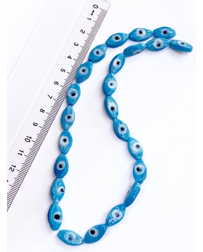 İpe Dizili Seramik Boncuk Renkli Badem Göz 14m