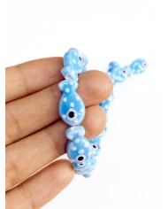 İpe Dizili Seramik Boncuk Mavi Benekli Balık 18mm - 1 Dizi