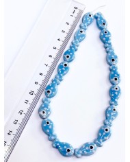 İpe Dizili Seramik Boncuk Mavi Benekli Balık 18mm - 1 Dizi