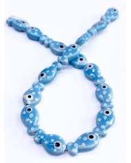 İpe Dizili Seramik Boncuk Mavi Benekli Balık 18mm - 1 Dizi