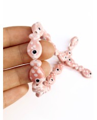 İpe Dizili Seramik Boncuk Pembe Benekli Balık 18m