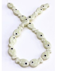 İpe Dizili Seramik Boncuk Yeşil Benekli Balık 18m