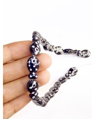 İpe Dizili Seramik Boncuk Siyah Benekli Balık 18m