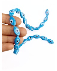 İpe Dizili Seramik Boncuk Mavi Badem Göz 14m