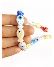 İpe Dizili Seramik Boncuk Renkli Benekli Balık 18mm