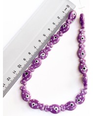 İpe Dizili Seramik Boncuk Mor Benekli Balık 18m