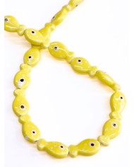 İpe Dizili Seramik Boncuk Sarı Benekli Balık 18m