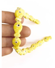 İpe Dizili Seramik Boncuk Sarı Benekli Balık 18m