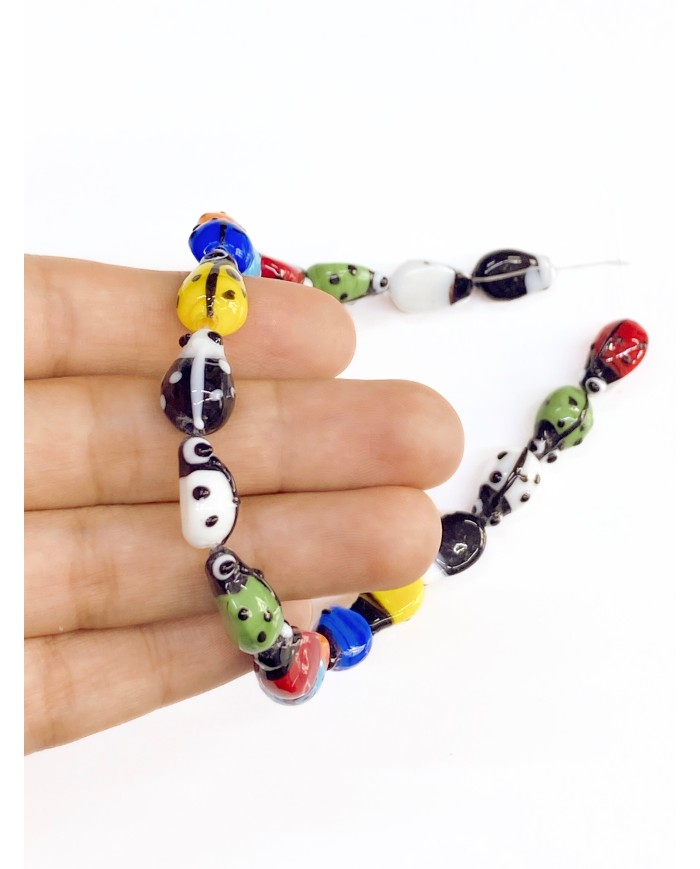 İpe Dizili Seramik Boncuk Renkli Uğurböceği 14m