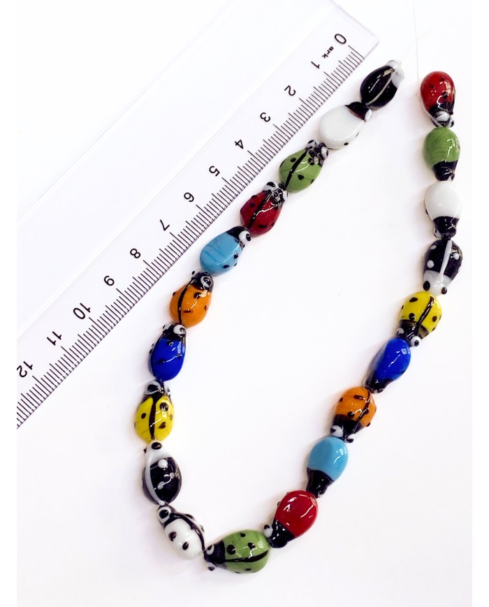 İpe Dizili Seramik Boncuk Renkli Uğurböceği 14m