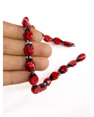 İpe Dizili Seramik Boncuk Kırmızı Uğurböceği 14m