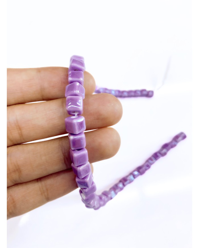 İpe Dizili Seramik Boncuk Mor Küp 5m