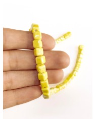 İpe Dizili Seramik Boncuk Sarı Küp 5mm