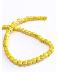 İpe Dizili Seramik Boncuk Sarı Küp 5mm