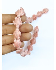 İpe Dizili Seramik Boncuk Pembe Kaplumbağa 17mm