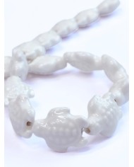 İpe Dizili Seramik Boncuk Beyaz Kaplumbağa 17mm - 1 Dizi