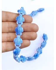 İpe Dizili Seramik Boncuk Mavi Kaplumbağa 17m