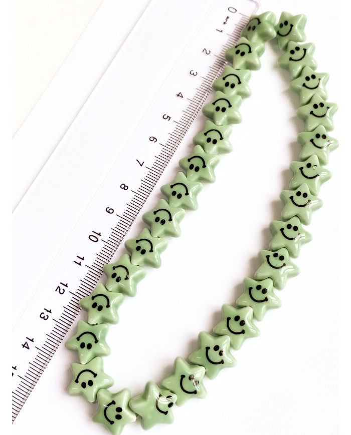 İpe Dizili Seramik Boncuk Turuncu Güleryüzlü Yıldız 12m