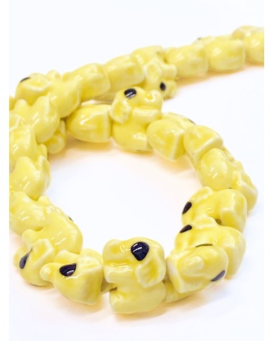İpe Dizili Seramik Boncuk Sarı Fil 9m