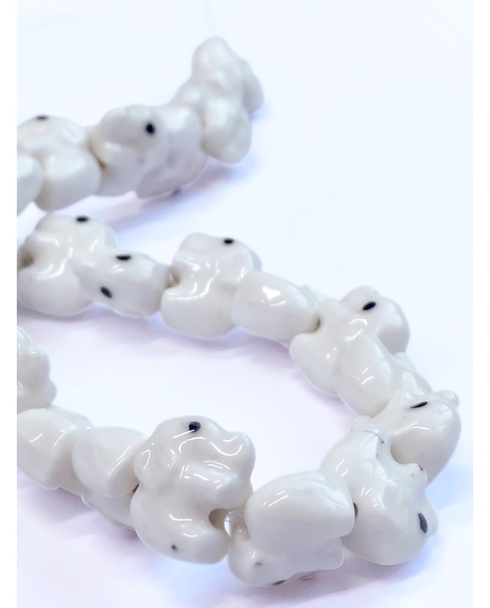 İpe Dizili Seramik Boncuk Beyaz Fil 9m