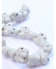 İpe Dizili Seramik Boncuk Beyaz Fil 9m