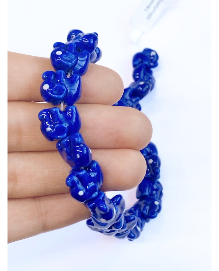 İpe Dizili Seramik Boncuk Lacivert Fil 9m