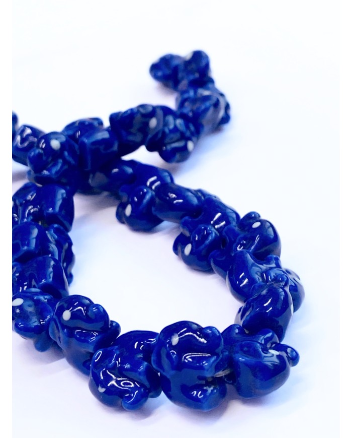 İpe Dizili Seramik Boncuk Lacivert Fil 9m