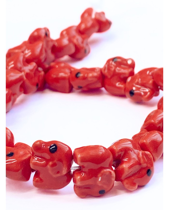 İpe Dizili Seramik Boncuk Kırmızı Fil 9m