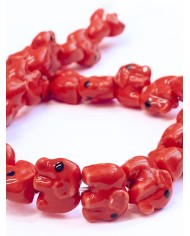İpe Dizili Seramik Boncuk Kırmızı Fil 9m
