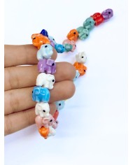 İpe Dizili Seramik Boncuk Renkli Fil 9mm
