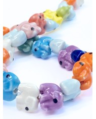 İpe Dizili Seramik Boncuk Renkli Fil 9mm