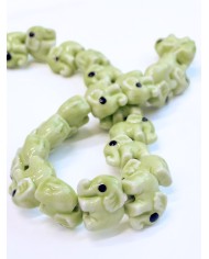 İpe Dizili Seramik Boncuk Yeşil Fil 9m