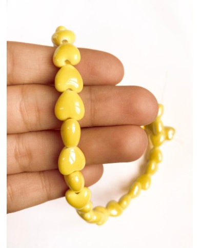 İpe Dizili Seramik Boncuk Sarı Kalp 10mm