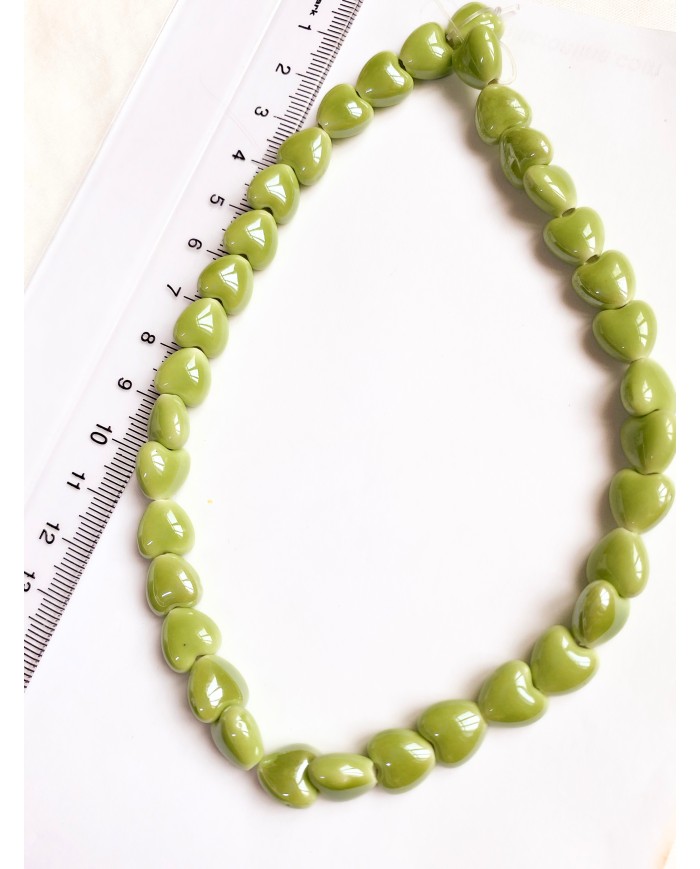 İpe Dizili Seramik Boncuk Beyaz Kalp 10mm