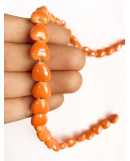 İpe Dizili Seramik Boncuk Turuncu Kalp 10mm